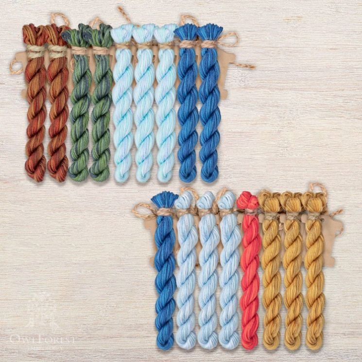 Набор ниток OwlForest для схемы «Летучий корабль. Ночь» (ПНК) 28 каунт в 3 нити НМул-ЛКН157-2283