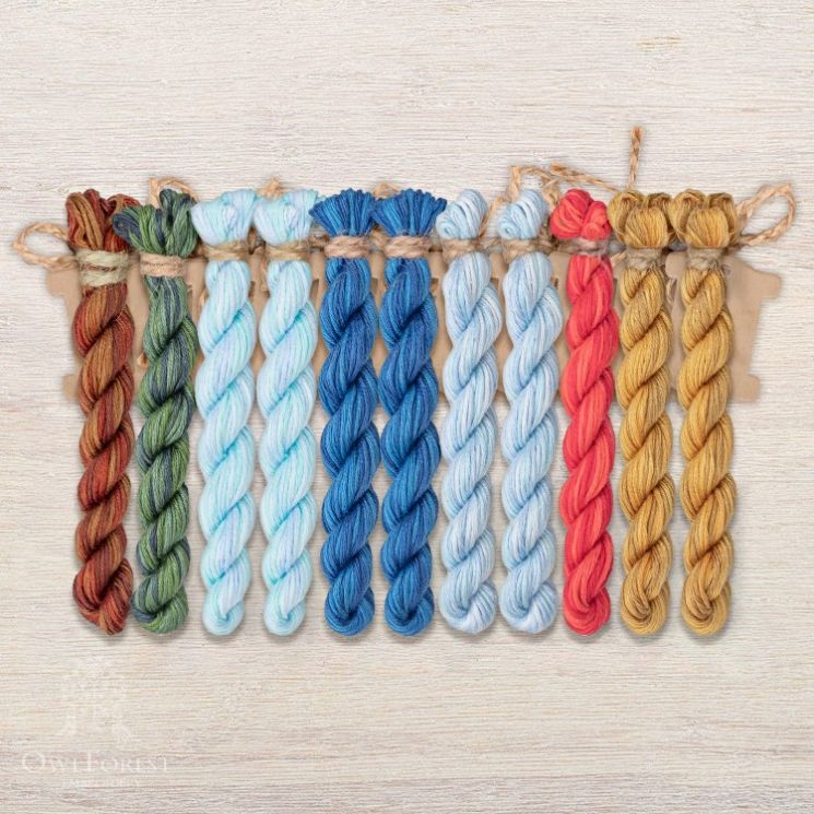 Набор ниток OwlForest для схемы «Летучий корабль. Ночь» (ПНК) 32, 36 каунт в 2 нити НМул-ЛКН157-2322