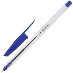 Ручка шариковая масляная STAFF "EVERYDAY" OBP-226, СИНЯЯ, корпус прозрачный, игольчатый узел 0,7 мм, линия письма 0,35 мм, 141705