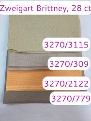 Набор тканей равномерного плетения Bryttney Lugana Zweigart, 50х35 4шт. (цвета 2122, 309, 3115, 779)