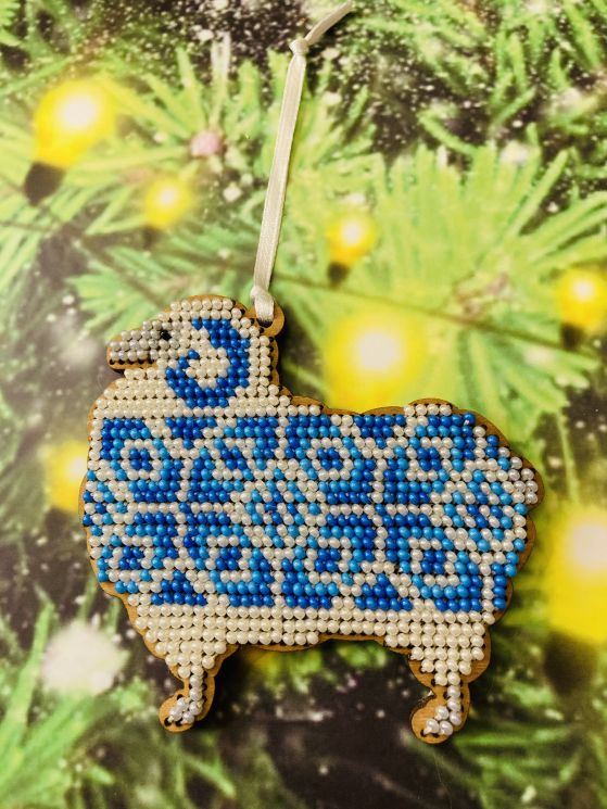 Сами с усами. Набор для вышивания "Барашек белый с васильковым" 8,5х8, арт. С006-06