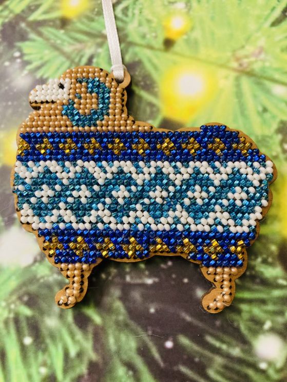 Сами с усами. Набор для вышивания "Барашек золотистый с синим" 8,5х8, арт. С006-07