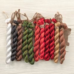 НМул-Крд-2283 Набор ниток OwlForest для схемы «Красные кардиналы» (ПНК) 28 каунт в 2 или 3 нити