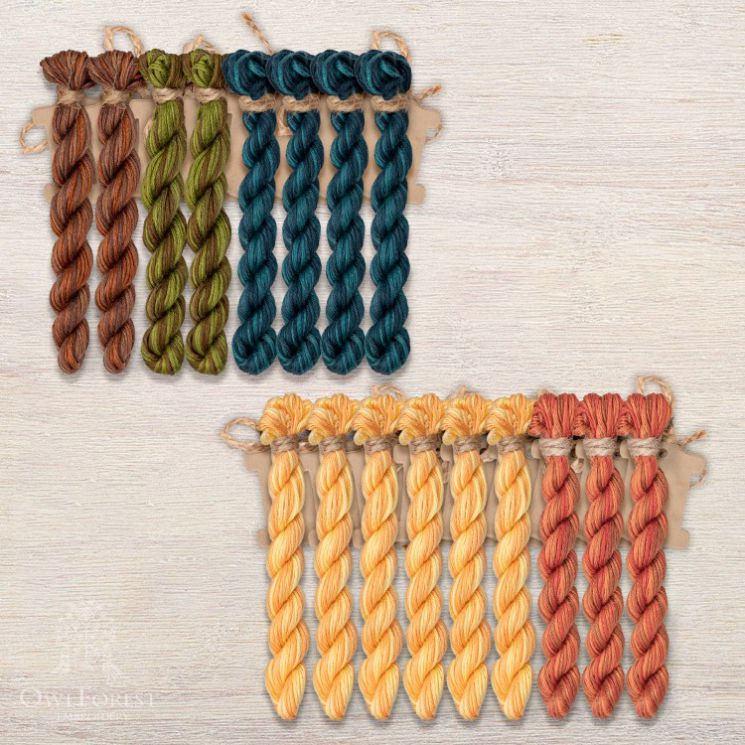  Набор ниток OwlForest для схем «Индейские мотивы» (ПНК) 5 цветов «Гекконы» 28 каунт в 3 нити НМул-ИМГ172-2283-5