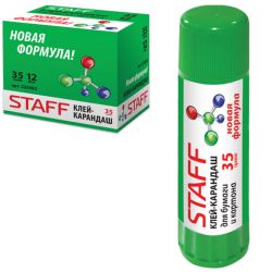 Клей-карандаш STAFF "Profit", 35 г, PVP-основа, новая формула, РОССИЯ, 225002