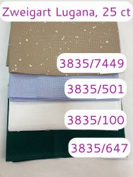 Набор тканей равномерного плетения Lugana Zweigart, 50х35 4шт. (цвета 100, 501, 647, 7449) ЛУГ1