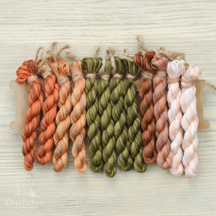 НМул-РыжО-3283 Набор ниток OwlForest для схемы «Рыжая осень» (DMC) 28 каунт в 3 нити