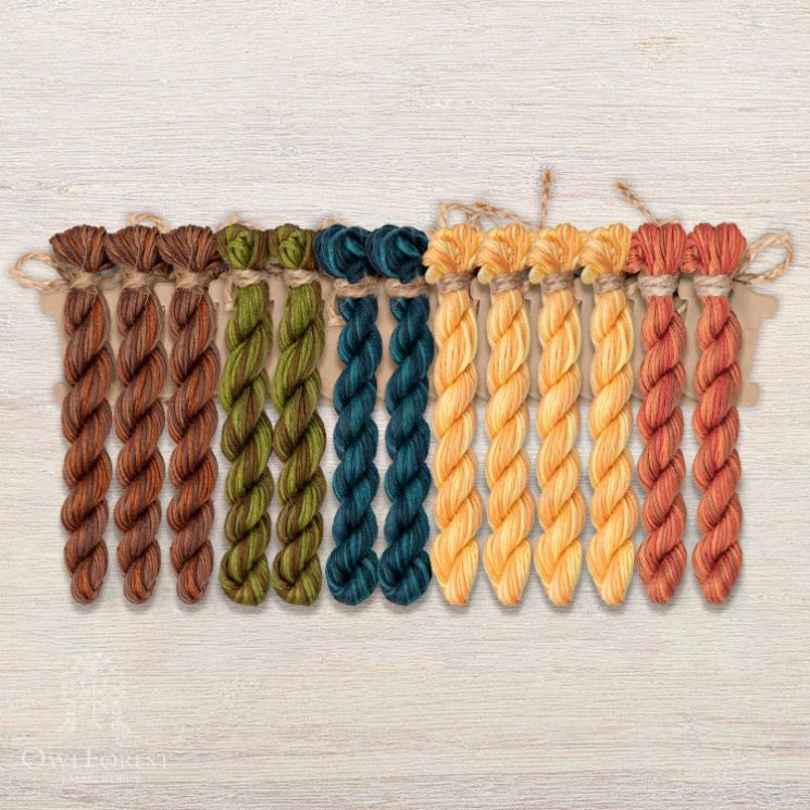 Набор ниток OwlForest для схем «Индейские мотивы» (ПНК) 5 цветов «Черепаха» 28 каунт в 3 нити НМул-ИМЧ170-2283-5 