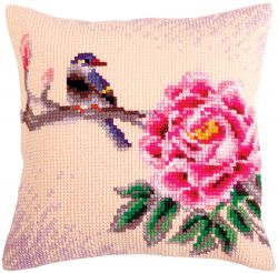 5319 "Роза и пташка" подушка для вышивания Collection D'Art 