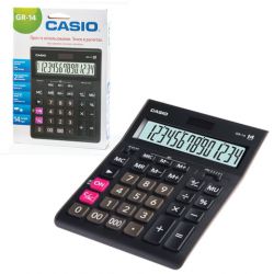 Калькулятор настольный CASIO GR-14-W (209х155 мм), 14 разрядов, двойное питание, черный, европодвес, GR-14-W-EP
