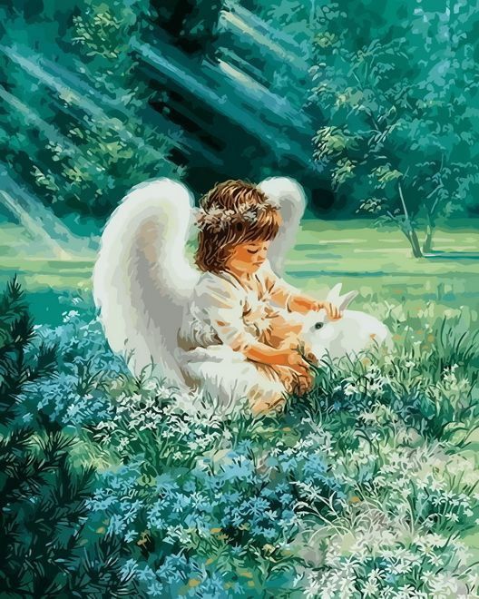 Картина по номерам Paintboy "Ангелок с кроликом" GX8484