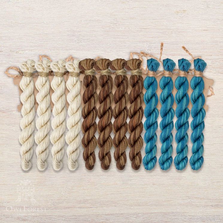 Набор ниток OwlForest для схем «Индейские мотивы» (ПНК) 3 цвета «Ящерицы» 28 каунт в 3 нити НМул-ИМЯ171-2283-3 