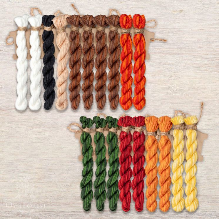 Набор ниток OwlForest для схемы «Тихая охота» (ПНК) 28 каунт в 3 нити НМул-ТО128-2283