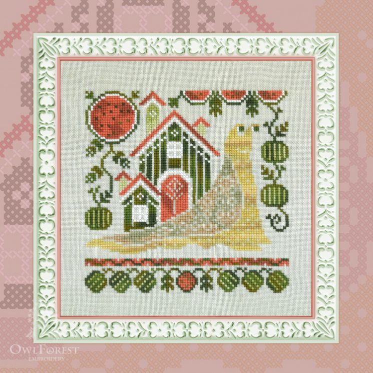 0145-УДА-Н-3Bf Набор для вышивания Owlforest «Улиточные домики. Арбуз»
