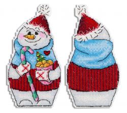Р-845 набор для вышивания "Жар-птица" Снеговик с угощениями