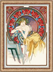 100/058 Набор для вышивания RIOLIS PREMIUM ««Девушка с мольбертом» по мотивам произведения А. Мухи»