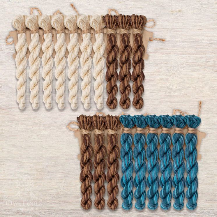 Набор ниток OwlForest для схем «Индейские мотивы» (DMC) 3 цвета «Индеец» 28 каунт в 2 нити НМул-ИМИ165-3282-3 