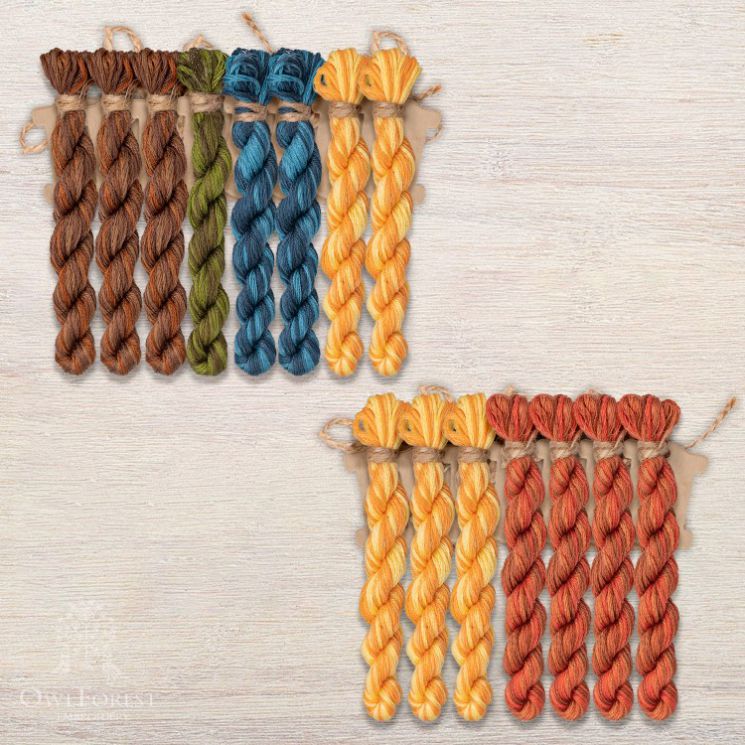 Набор ниток OwlForest для схем «Индейские мотивы» (DMC) 3 цвета «Индеец» 28 каунт в 3 нити НМул-ИМИ165-3283-3 