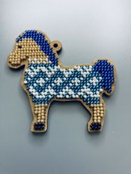 Сами с усами. Набор для вышивания "Пони золотистый с синим" 7,5х7,5 см, арт. С189-07