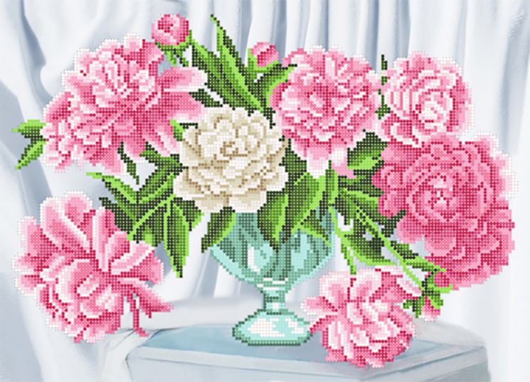 КБ-380 Схема для вышивания бисером ТМ Наследие "Пионы"