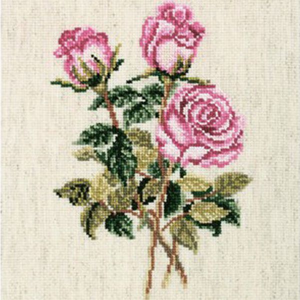 Набор для вышивания крестом РТО "Розы на льняной ткани" С179