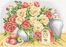 КБ-383 Схема для вышивания бисером ТМ Наследие "Натюрморт с розами"