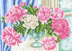 КБ-384 Схема для вышивания бисером ТМ Наследие "Пионы у окна"