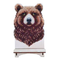 Набор для вышивания бисером WoodStitch Подставка под телефон "Медведь", 20х12, WSR-011