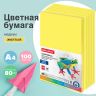 Бумага цветная BRAUBERG, А4, 80 г/м2, 100 л., медиум, желтая, для офисной техники, 112454