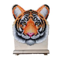 Набор для вышивания бисером WoodStitch Подставка под телефон "Тигр", 21х15, WSR-014
