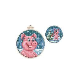 Набор для вышивания WoodStitch "Новогодний шар. Свинка", 10*10, BK-019