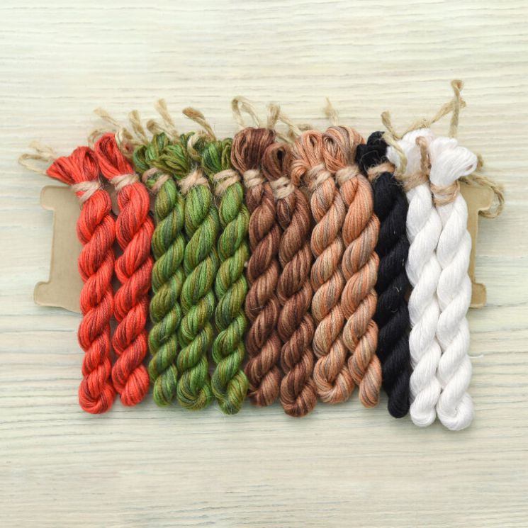 НМул-МНГ-2283 Набор ниток OwlForest для бесплатной схемы «Медвежий Новый год» (ПНК) 28 каунт в 3 нити