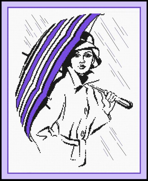 Набор для вышивания крестом ОВЕН "Девушка под зонтиком" 516
