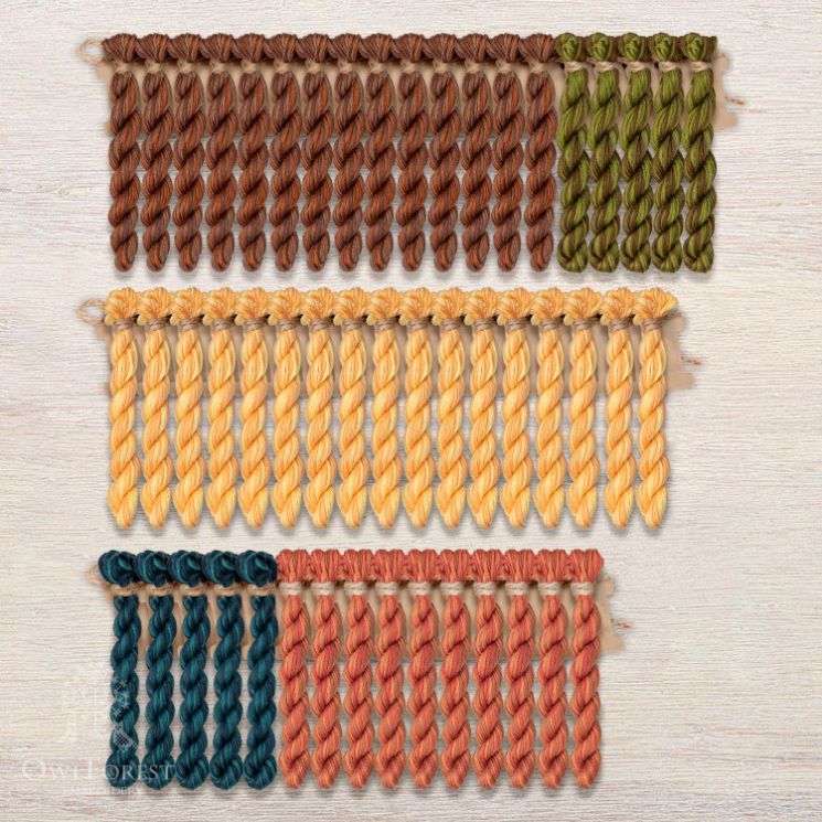 Набор ниток OwlForest для схем «Индейские мотивы» (ПНК) 5 цветов "Панно" 28 каунт в 2 нити НМул-ИМП163-2282-5 