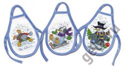 12.001.01 Набор для изготовления фартучков на бутылки Марья Искусница "Снеговики" по рис. О.Куреевой, 3 шт