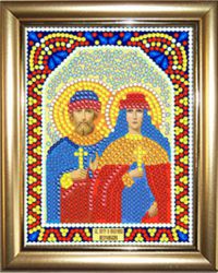 ИМРА5-026 Алмазная мозаика ТМ НАСЛЕДИЕ с рамкой "Святые Петр и Феврония"