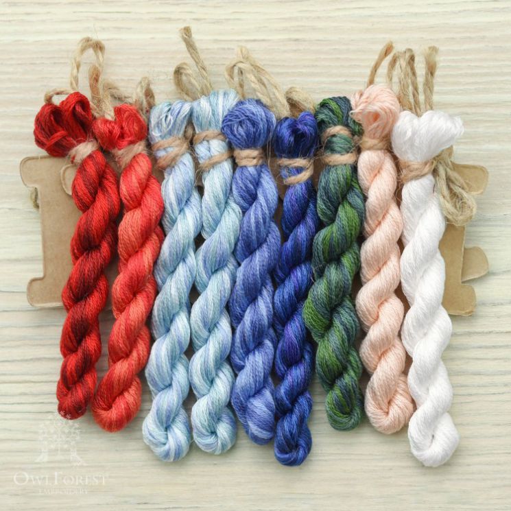 Набор ниток OwlForest для для схемы «Снегурочка» (DMC) 28 каунт в 2 нити НМул-Снгч-3282 