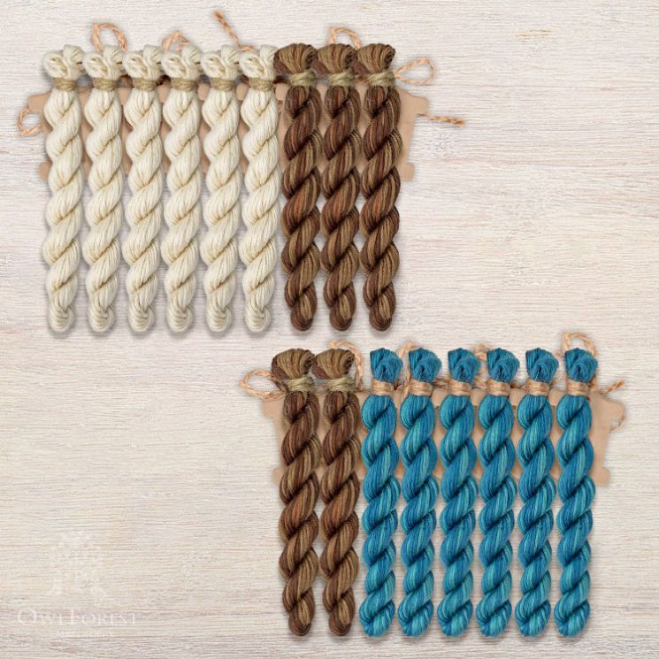 Набор ниток OwlForest для схем «Индейские мотивы» (ПНК) 3 цвета "Панно" 40 каунт в 1 нить НМул-ИМП163-2401-3 