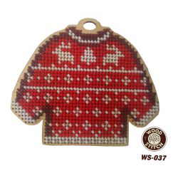 WS-037 Набор для вышивания бисером WoodStitch "Елочная игрушка. Свитер", 10х8