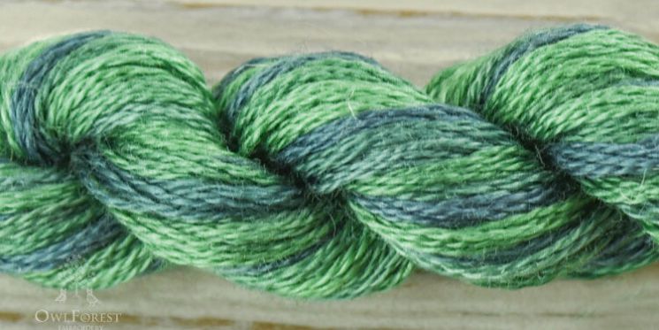 3315 Нитки ручного окрашивания OwlForest на основе DMC, пасма 8 метров Морская капуста