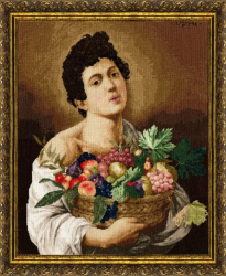 МК-022 Набор для вышивания Золотое Руно "Юноша с корзиной фруктов. 1593 г."