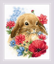 1986 Набор для вышивания Риолис "Кролик в цветах"