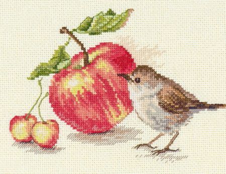 Набор для вышивания Алиса "Птичка и яблоко" 5-22
