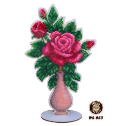 WS-053 Набор для вышивания бисером WoodStitch "Роза в вазе", 26х16