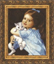 ЧМ-004 Набор для вышивания Золотое Руно "Девочка с котенком" по картене Эмиля Мунье