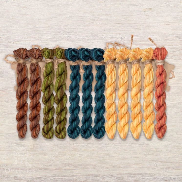 Набор ниток OwlForest для схем «Индейские мотивы» (ПНК) 5 цветов «Рыбы» 28 каунт в 2 нити НМул-ИМР168-2282-5 