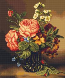 B491 Набор для вышивания Luca-S "Ваза с розами и цветами"