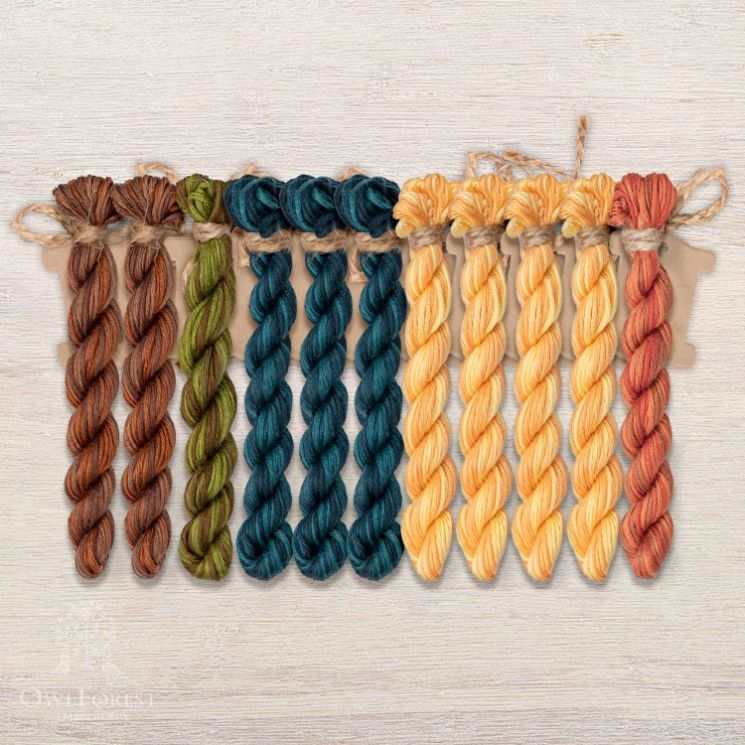  Набор ниток OwlForest для схем «Индейские мотивы» (ПНК) 5 цветов «Рыбы» 32 каунт в 2 нити НМул-ИМР168-2322-5