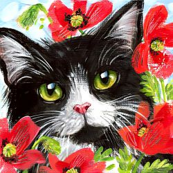 Ag 2278 Алмазная мозаика Гранни "Кот в цветах"